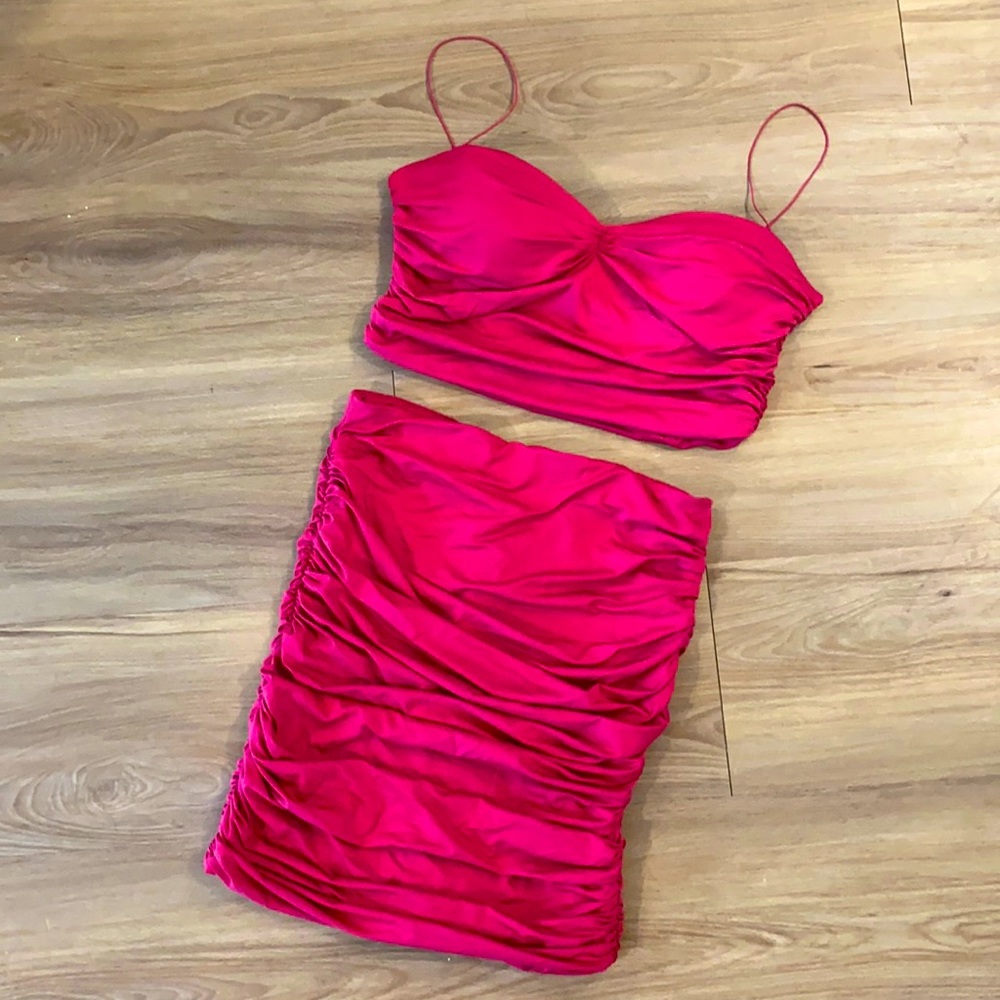 Oh Polly two piece hot pink mini set